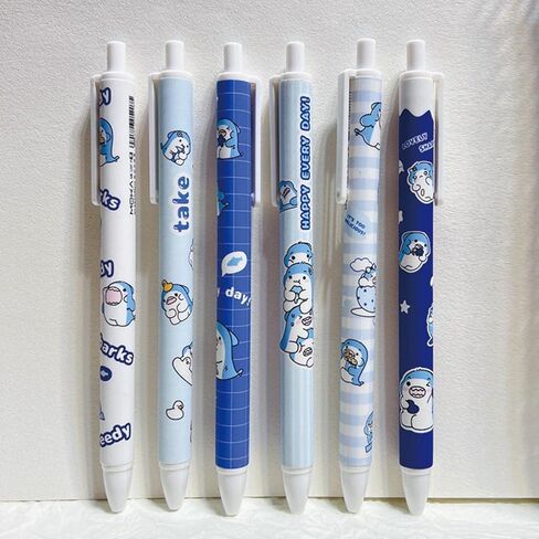 6 Pcs Gel Ink Pens Cartoon Retractable Pens Cute Animal Pen 0.5mm Ballpoint Pen Office School Supplies for Girls (Shark) in Saudi Arabia