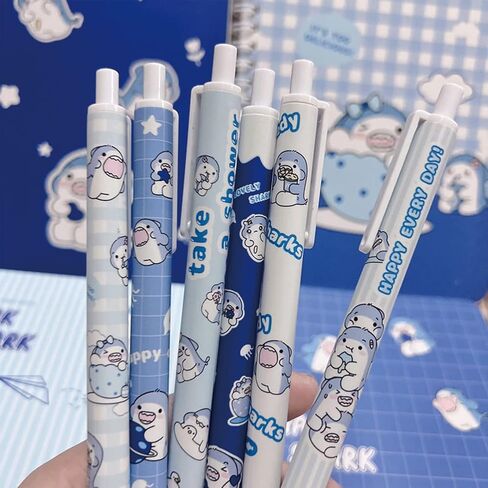 6 Pcs Gel Ink Pens Cartoon Retractable Pens Cute Animal Pen 0.5mm Ballpoint Pen Office School Supplies for Girls (Shark) in Saudi Arabia