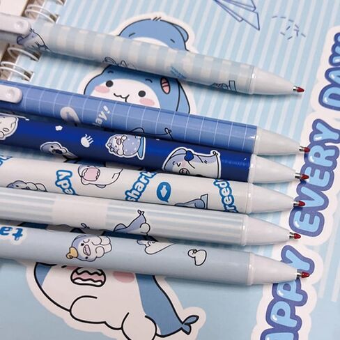 6 Pcs Gel Ink Pens Cartoon Retractable Pens Cute Animal Pen 0.5mm Ballpoint Pen Office School Supplies for Girls (Shark) in Saudi Arabia