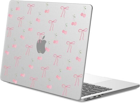Joyland Cute Bowknot Cherry Case متوافقة مع MacBook Pro 13 Inch (A1706/A1708/A1989/A2159/A2338/A2251/A2289) حلقة حماية من القشرة الصلبة المطبوعة من القشرة الصلبة المطبوعة من MacBook Pro 13.3 " in Saudi Arabia