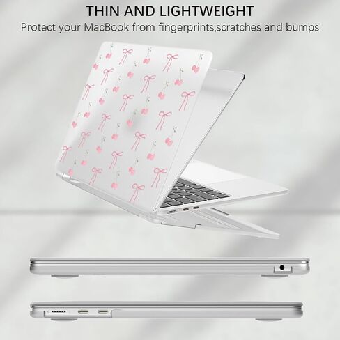 Joyland Cute Bowknot Cherry Case متوافقة مع MacBook Pro 13 Inch (A1706/A1708/A1989/A2159/A2338/A2251/A2289) حلقة حماية من القشرة الصلبة المطبوعة من القشرة الصلبة المطبوعة من MacBook Pro 13.3 " in Saudi Arabia