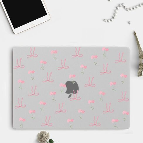 Joyland Cute Bowknot Cherry Case متوافقة مع MacBook Pro 13 Inch (A1706/A1708/A1989/A2159/A2338/A2251/A2289) حلقة حماية من القشرة الصلبة المطبوعة من القشرة الصلبة المطبوعة من MacBook Pro 13.3 " in Saudi Arabia