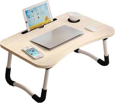Multi Functional Bed Folding Desk, Equipped with Card Slots, Cup Holders, and Drawers, Suitable for Watching TV Shows in The Living Room, Working in The Bedroom, and Studying in The Study. (White) in Saudi Arabia
