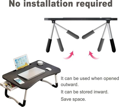 Multi Functional Bed Folding Desk, Equipped with Card Slots, Cup Holders, and Drawers, Suitable for Watching TV Shows in The Living Room, Working in The Bedroom, and Studying in The Study. (White) in Saudi Arabia