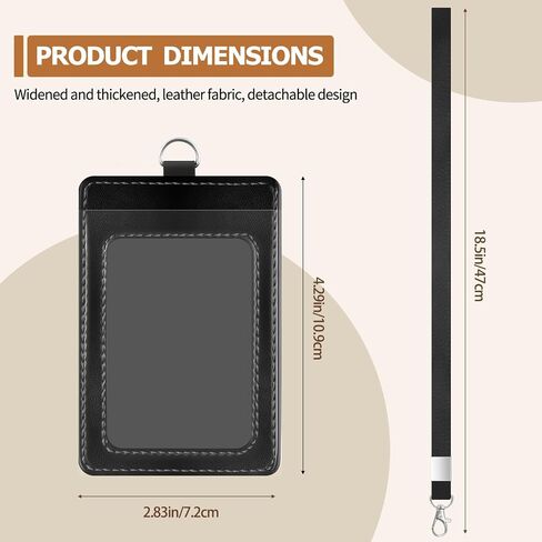 PU Leather ID Badge Holder Extra Crice ID CART NAME حامل شارة مع نافذة معرف واضحة 1 فتحة بطاقة الائتمان لموظفي المكاتب ، والمعلمين/الطلاب ، والعمال ، وبطاقات الرحلات البحرية ، وبطاقات الحافلات/المترو (حزمة واحدة سوداء) in Kuwait