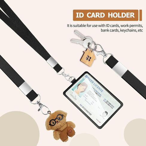 PU Leather ID Badge Holder Extra Crice ID CART NAME حامل شارة مع نافذة معرف واضحة 1 فتحة بطاقة الائتمان لموظفي المكاتب ، والمعلمين/الطلاب ، والعمال ، وبطاقات الرحلات البحرية ، وبطاقات الحافلات/المترو (حزمة واحدة سوداء) in Kuwait