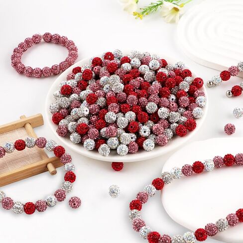 120Pcs Mixed Color 10mm Rhinestone Beads for Jewelry Making, Multicolor Round Sparkly Clay Crystal Disco Ball Beads for Necklace Bracelet and DIY Crafts in Kuwait