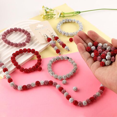 120Pcs Mixed Color 10mm Rhinestone Beads for Jewelry Making, Multicolor Round Sparkly Clay Crystal Disco Ball Beads for Necklace Bracelet and DIY Crafts in Kuwait