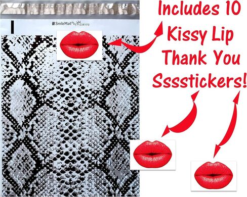 Snakeskin Poly Mailers, 10x13" Mailers, Cosmetic Clothing Custom Snake Shipping Mailing Envelope Bags W/Kissy Stickers in Saudi Arabia