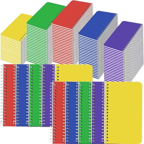 Leinuosen 100 Pack Mini Spiral Notebooks 3 '' x 5 '' Bulk Small Pocket Memo Pad 75 Sheets for College Office Office Business (Bright ، Side Spiral) in Saudi Arabia