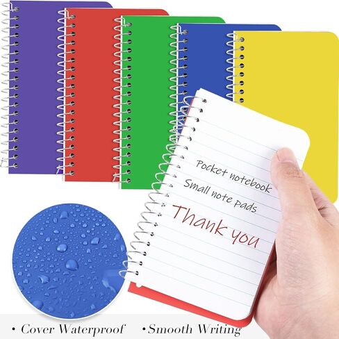 Leinuosen 100 Pack Mini Spiral Notebooks 3 '' x 5 '' Bulk Small Pocket Memo Pad 75 Sheets for College Office Office Business (Bright ، Side Spiral) in Saudi Arabia