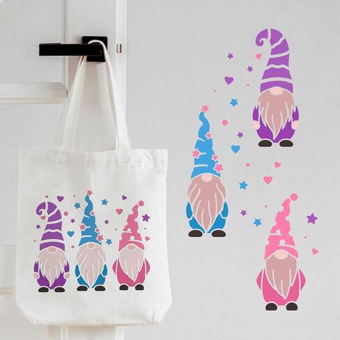 Pingerinspire 3 gnomes stencils themplate 11.8x11.8 بوصة من الجنوم البلاستيكي مع القبعات رسم الطلاء الإستنسل مربعة قابلة لإعادة الاستخدام للطلاء على الخشب والأرضية والجدار والبلاط in Saudi Arabia
