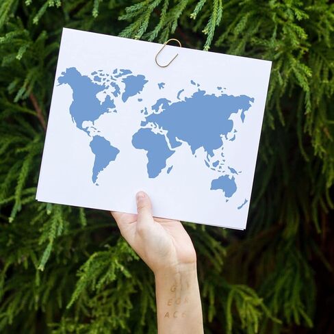 FINGERINSPIRE World Map Stencil Template 11.7x8.3 Inch - Plastic Painting Outline Pattern for DIY Home Decor - Reusable on Wood, Floor, Wall in Kuwait
