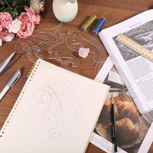 Globleland 5 PCS 5 أنماط حاكم منحنى أكريليك الفرنسي لأدوات الخياطة السماء الأزرق أكريليك صياغة قوالب رسم حاكم لصنع نمط الخياطة الحرفية in Saudi Arabia