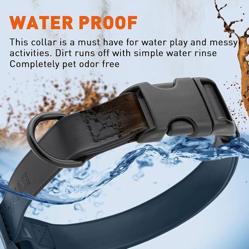 Dogline Biothane Waterproof Dog Collar with Quick Release Buckle Strong Coated Nylon Webbing with Odor- Proof for Easy Care Easy to Clean Fits Small Medium or Large Dogs, Black 3/4" W 12-19" L in Saudi Arabia