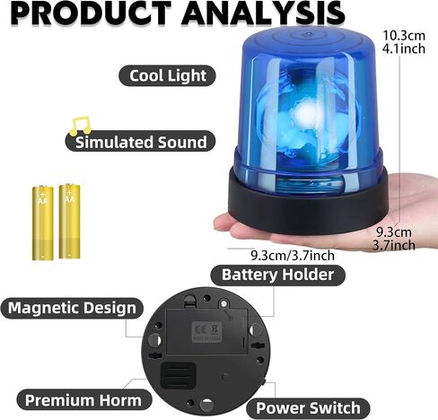 Blue Police Beacon Light Toy,Spinning Effects&Realistic Siren Sounds, Perfect for Pretend Police Play, for Kids Age 3+ in Kuwait