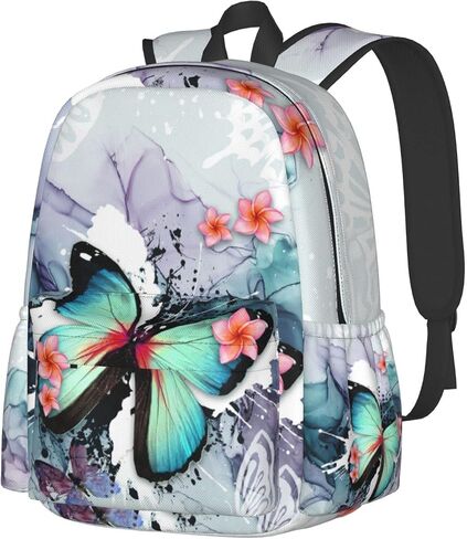 Butterfly Ink Paint Flowers Backpacks 16.9 Inch Laptop Tlarge Capacity Book Bag Adult Travel Hiking Camping Daypack in Saudi Arabia