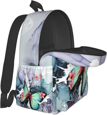 Butterfly Ink Paint Flowers Backpacks 16.9 Inch Laptop Tlarge Capacity Book Bag Adult Travel Hiking Camping Daypack in Saudi Arabia