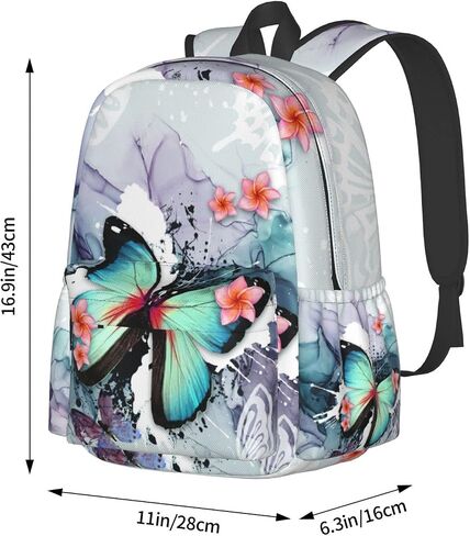 Butterfly Ink Paint Flowers Backpacks 16.9 Inch Laptop Tlarge Capacity Book Bag Adult Travel Hiking Camping Daypack in Saudi Arabia