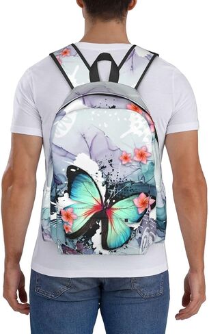 Butterfly Ink Paint Flowers Backpacks 16.9 Inch Laptop Tlarge Capacity Book Bag Adult Travel Hiking Camping Daypack in Saudi Arabia