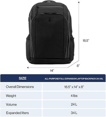 Travelpro Altitude All-Purpose Full Expansion Laptop Backpack 24-34L, Water Resistant, Work, Business, Men and Women, Aviator Navy in Saudi Arabia