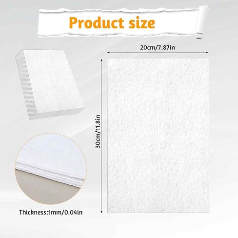نسيج أبيض محسوس للحرف اليدوية ، 10 قطع 8 "× 12" ألواح نسيج شديدة الإحساس ناعمة لفن DIY وخياطة مشاريع الترقيع in Saudi Arabia