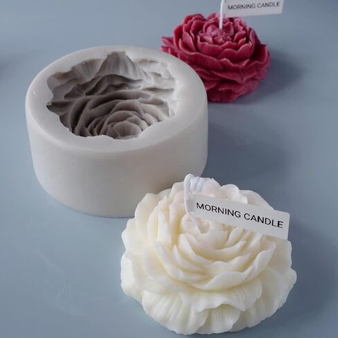 Peony Flowers Candle Molds 3D Pretty Silicone Soap Flower Molds for Handmade Soap Candle Making Resin Molds Art Crafts Molds in Kuwait