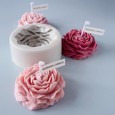 Peony Flowers Candle Molds 3D Pretty Silicone Soap Flower Molds for Handmade Soap Candle Making Resin Molds Art Crafts Molds in Kuwait