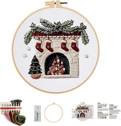 مجموعة المبتدئين JCBCKJ Christmas للتطريز-مجموعة غرزة متقاطعة مناسبة للمبتدئين ، مع دليل خطوة بخطوة ، والنسيج المطبوع مسبقًا ، ونمط هدايا عيد الميلاد. in Kuwait