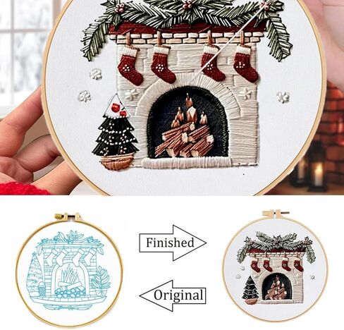 مجموعة المبتدئين JCBCKJ Christmas للتطريز-مجموعة غرزة متقاطعة مناسبة للمبتدئين ، مع دليل خطوة بخطوة ، والنسيج المطبوع مسبقًا ، ونمط هدايا عيد الميلاد. in Kuwait