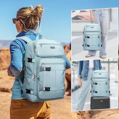 PIJUSHI Travel Backpack for Women Flight Aprroved Carry on Bag Large Casual Luggage Backpack Fit 16 inch Laptop(PE050 Teal Blue) in Kuwait