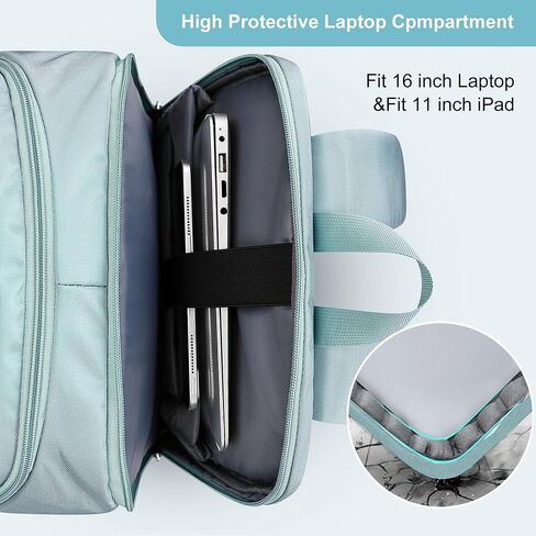PIJUSHI Travel Backpack for Women Flight Aprroved Carry on Bag Large Casual Luggage Backpack Fit 16 inch Laptop(PE050 Teal Blue) in Kuwait