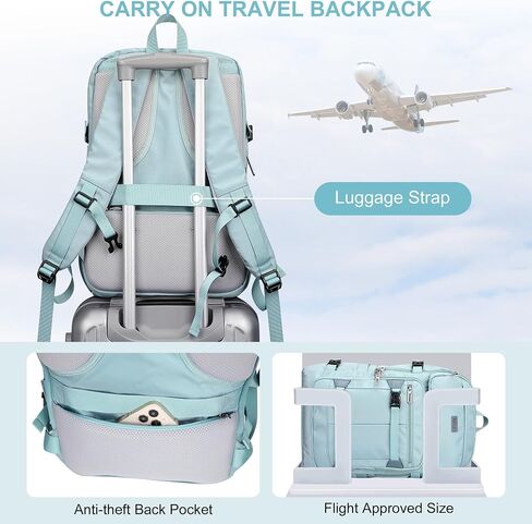 PIJUSHI Travel Backpack for Women Flight Aprroved Carry on Bag Large Casual Luggage Backpack Fit 16 inch Laptop(PE050 Teal Blue) in Kuwait