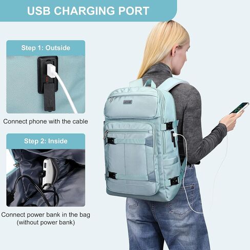 PIJUSHI Travel Backpack for Women Flight Aprroved Carry on Bag Large Casual Luggage Backpack Fit 16 inch Laptop(PE050 Teal Blue) in Kuwait