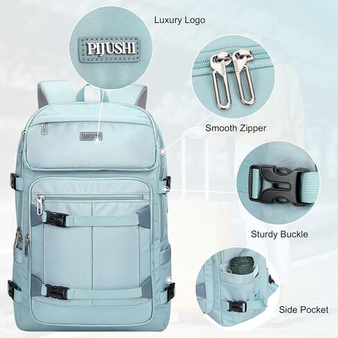 PIJUSHI Travel Backpack for Women Flight Aprroved Carry on Bag Large Casual Luggage Backpack Fit 16 inch Laptop(PE050 Teal Blue) in Kuwait