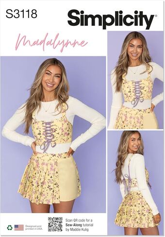 البساطة SS3118Y5 MEASS 'CORSEST المبطنة والطول المصغر حزمة SKORT SKORT نمط من قبل Madalynne ، رمز التصميم S3118 ، الأحجام 18-20-22-24-26 in Saudi Arabia