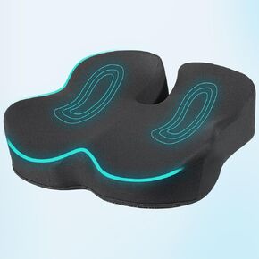 Extra Large Memory Foam Seat Cushion - Relieves Hip, Coccyx and Sciatica Pain - Ergonomic Support for Long Hours in Office Chairs, Cars, Wheelchairs (Black) in Saudi Arabia
