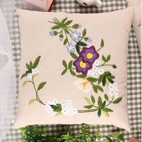 ATOLY Embroidery Kit with Lavender Pattern Pillowcase Cover, Instruction, Drawings, for Pillow Cover, Cushion Cover - 17×17 Inches in Saudi Arabia