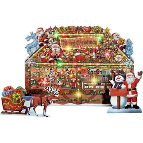 Illuminated Christmas Gift Shop Lights and Music Pop Up Card Plays 6 Christmas Melody with Matching Flashing Lights Plus Replaceable Battery(1 Card) in Saudi Arabia