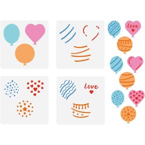 FINGERINSPIRE 4PCS Layered Birthday Balloons Stencil for Painting 5.9x5.9inch Reusable Plastic Balloons Stencils Birthday Theme Stencil for Greeting Cards Making Scrapbook DIY Home Decoration in Kuwait