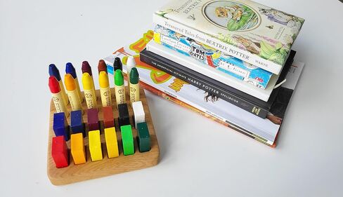 Wooden Crayon Holder for Stockmar 12 Blocks and 12 Sticks – Fits 12 Stockmar Beeswax Crayons Rectangular Organizer – Montessori Waldorf Art Supply – Gift for Kids & Classroom Use in Saudi Arabia