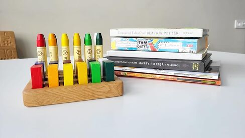 Wooden Crayon Holder for Stockmar 12 Blocks and 12 Sticks – Fits 12 Stockmar Beeswax Crayons Rectangular Organizer – Montessori Waldorf Art Supply – Gift for Kids & Classroom Use in Saudi Arabia