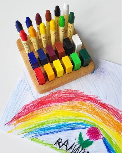 Wooden Crayon Holder for Stockmar 12 Blocks and 12 Sticks – Fits 12 Stockmar Beeswax Crayons Rectangular Organizer – Montessori Waldorf Art Supply – Gift for Kids & Classroom Use in Saudi Arabia