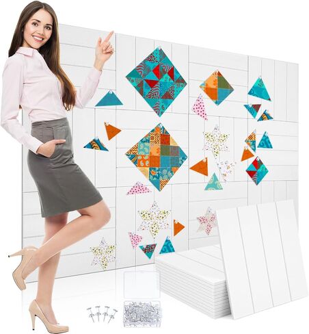 12 Pcs Quilting Design Wall Panels, 11.8 x 11.8 Inch Quilt Felt Board with 100 Push Pins, Flannel Design Wall for Quilting Sewing Block Projects Fabric Holding Display Supplies in Saudi Arabia