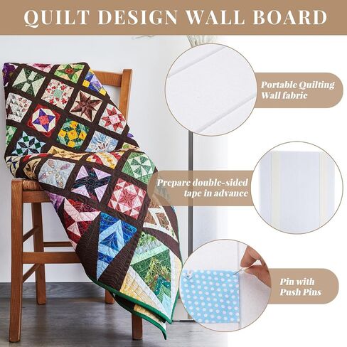 12 Pcs Quilting Design Wall Panels, 11.8 x 11.8 Inch Quilt Felt Board with 100 Push Pins, Flannel Design Wall for Quilting Sewing Block Projects Fabric Holding Display Supplies in Saudi Arabia