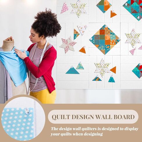 12 Pcs Quilting Design Wall Panels, 11.8 x 11.8 Inch Quilt Felt Board with 100 Push Pins, Flannel Design Wall for Quilting Sewing Block Projects Fabric Holding Display Supplies in Saudi Arabia