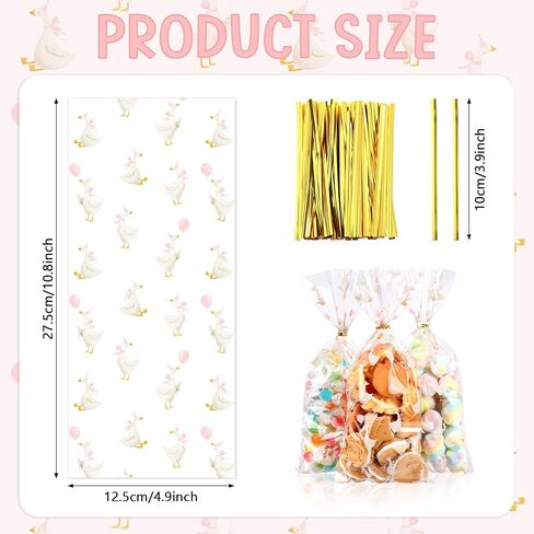 Yexiya 100pcs Red Cherries Cellophane Clear Treat Bags Gift Bag with Ribbon Bows Cherry Printed Plastic Candy Goodie Snack Bags for Baby Shower Birthday Wedding Party Favors in Saudi Arabia