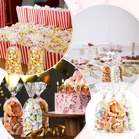 Yexiya 100pcs Red Cherries Cellophane Clear Treat Bags Gift Bag with Ribbon Bows Cherry Printed Plastic Candy Goodie Snack Bags for Baby Shower Birthday Wedding Party Favors in Saudi Arabia