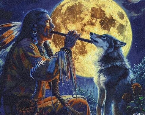 VNUIEHG Tribal Wolf Song Native American Paint by Numbers for Adults Beginner DIY Painting by Numbers Kits Wall Art for Home Office Decor 16x20in in Saudi Arabia