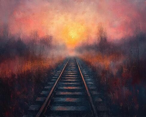 OKSGYTA Paint by Numbers, Train Tracks Disappearing Into The Mist, Adult Crafts Adult Paint by Number Kits, Arts Crafts for Home Decor (No Frame, 16x20 Inch) in Saudi Arabia